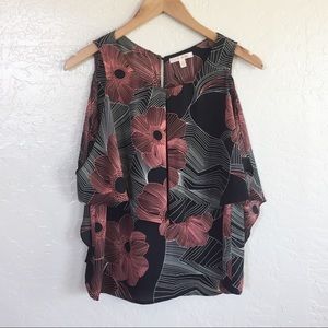 NWOT Wing Overlay Cold Shoulder Blouse